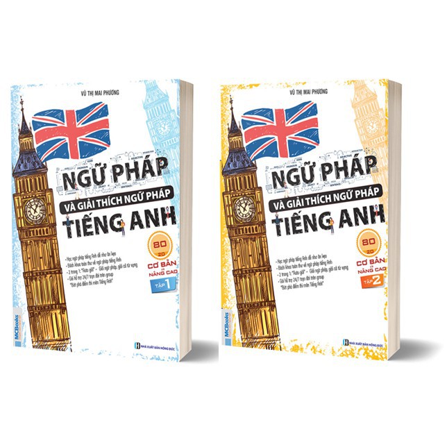 Sách - Combo Ngữ Pháp và Giải Thích Ngữ Pháp Tiếng Anh Cơ Bản và Nâng Cao 80/20 - Trọn Bộ 2 Cuốn Tập 1 Tập 2
