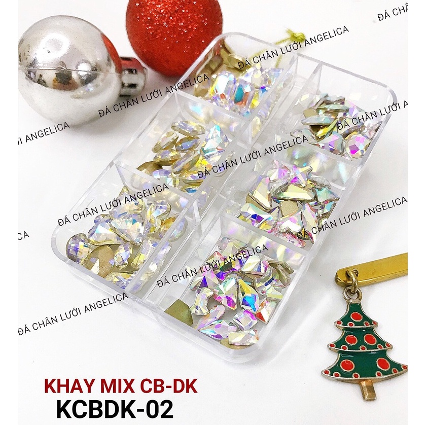 Khay Đá Khổi Mix Đá Chân Bằng Đính Nail 7 Màu Trang Trí Móng ANGELICA KCBDK