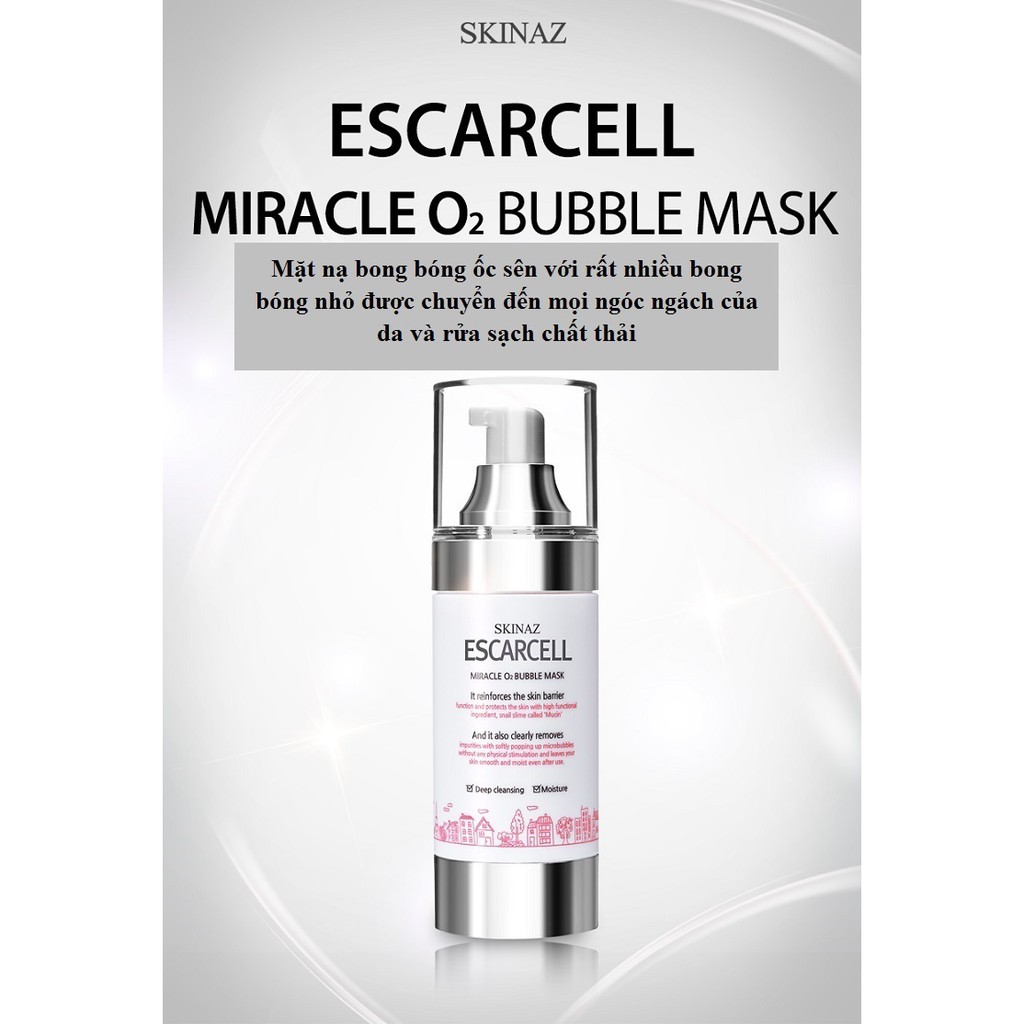 Tẩy Tế Bào Chết Mặt nạ bong bóng Escarcell Miracle Bubble O2 Mask Skinaz 8 in 1 -120ml