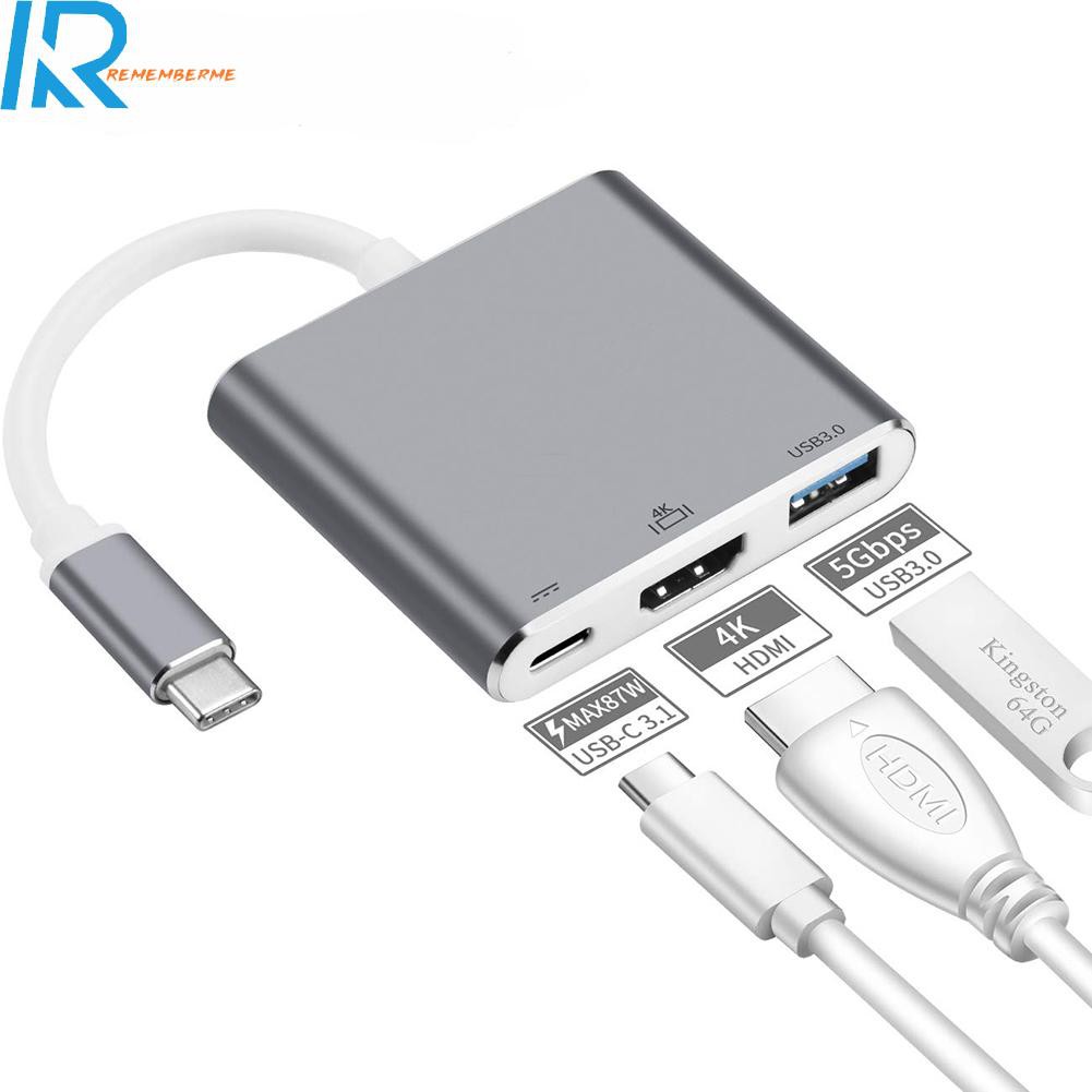 Bộ Chuyển Đổi Cổng Usb 3.1 Type-C Sang Usb 3.0 Pd 4k Hdmi-Compatible