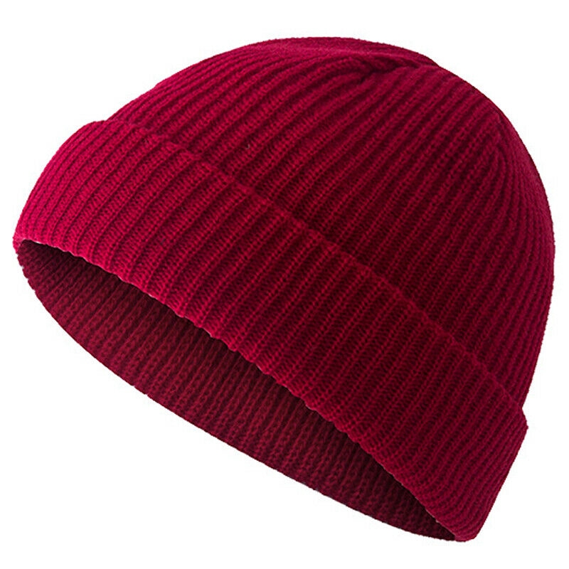 Beanies for Mens Women Girls Boy Knitted Retro Woolly Plain Skateboard Domed