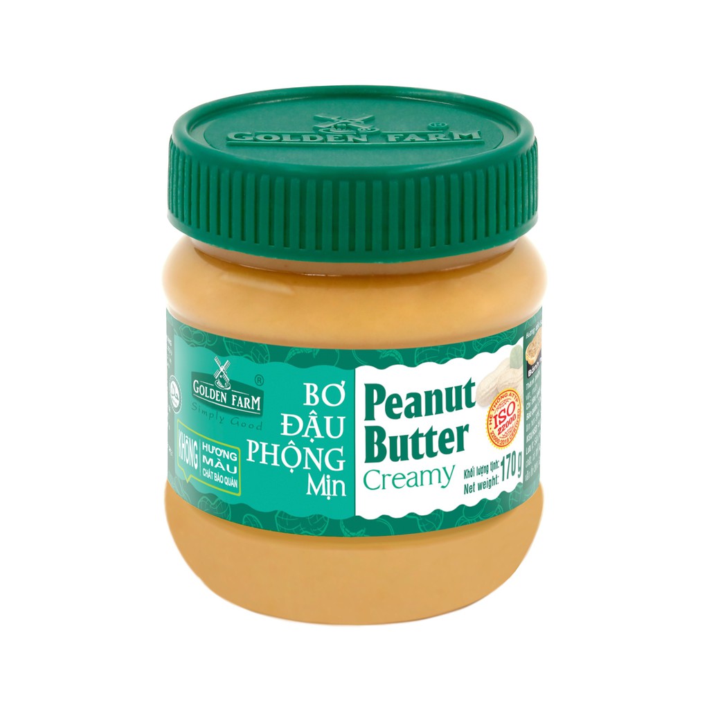 BƠ ĐẬU PHỘNG MỊN PEANUT BUTTER GOLDEN FARM 170GR - DÙNG QUÉT LÊN BÁNH MÌ, SANDWICH, XAY SINH TỐ CHO THÊM HẤP DẪN