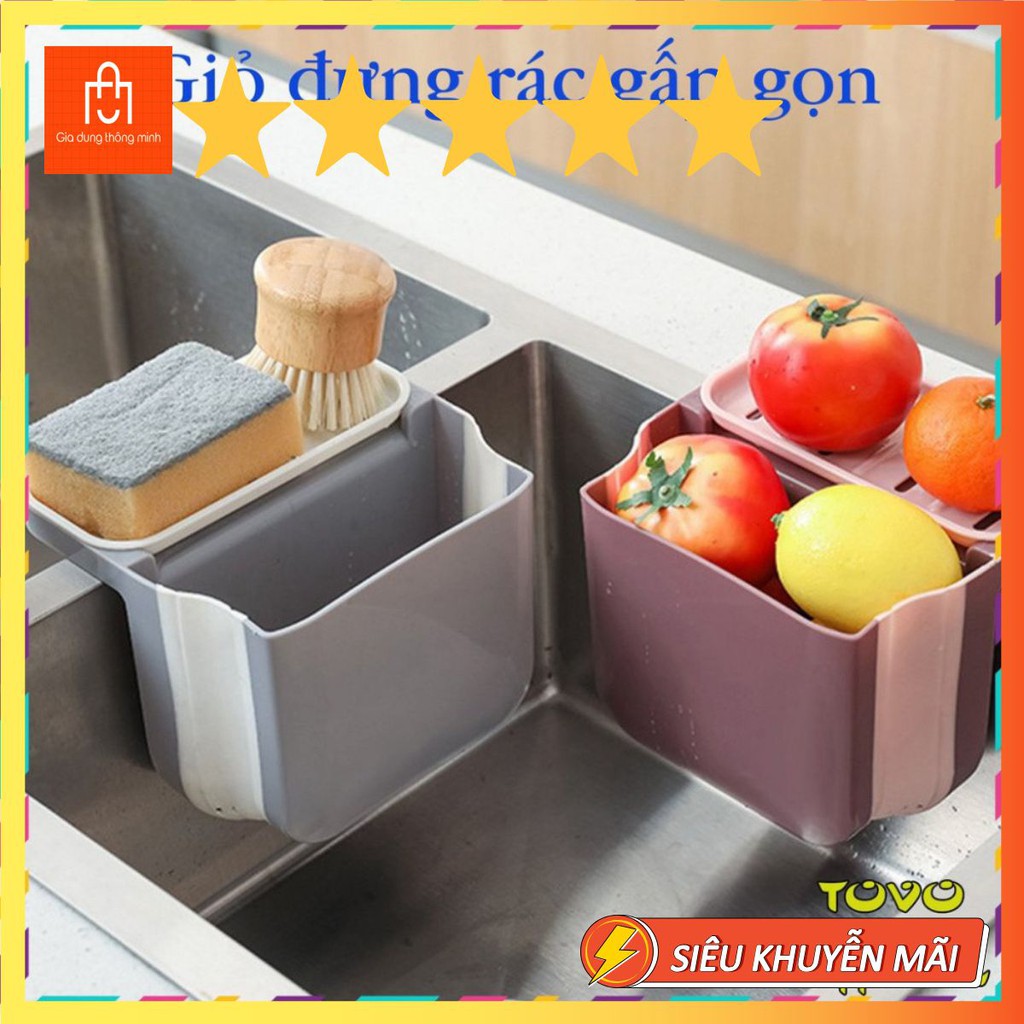 Rổ lọc rác giỏ lọc rác khay đựng rác đồ ăn thức ăn thừa treo bồn rửa bát rửa chén bằng nhựa gấp gọn