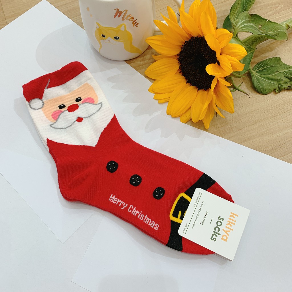 Tất vớ dài Noel Giáng sinh cute Kikiya cao cấp Hàn Quốc W-C-145