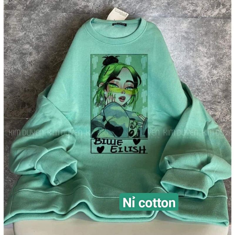 Áo nỉ sweater in hình Cô gái Xanh cực độc lạ,siêu ngầu