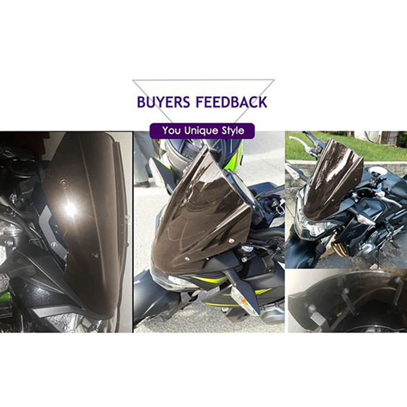 Motorcycle WindScreen Windshield Shield Screen Visor Wind Deflector with Bracket Double Bubble for Kawasaki Z650 Z 650