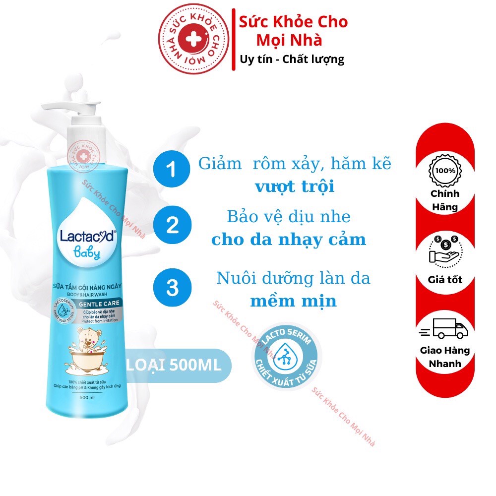 Sữa tắm gội Lactacyd Baby, Sữa tắm gội cho trẻ sơ sinh 500ml