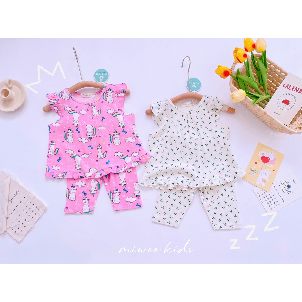Bộ thun cotton lửng cánh tiên Miwoo kids họa tiết siêu dễ thương cho bé bảng 6