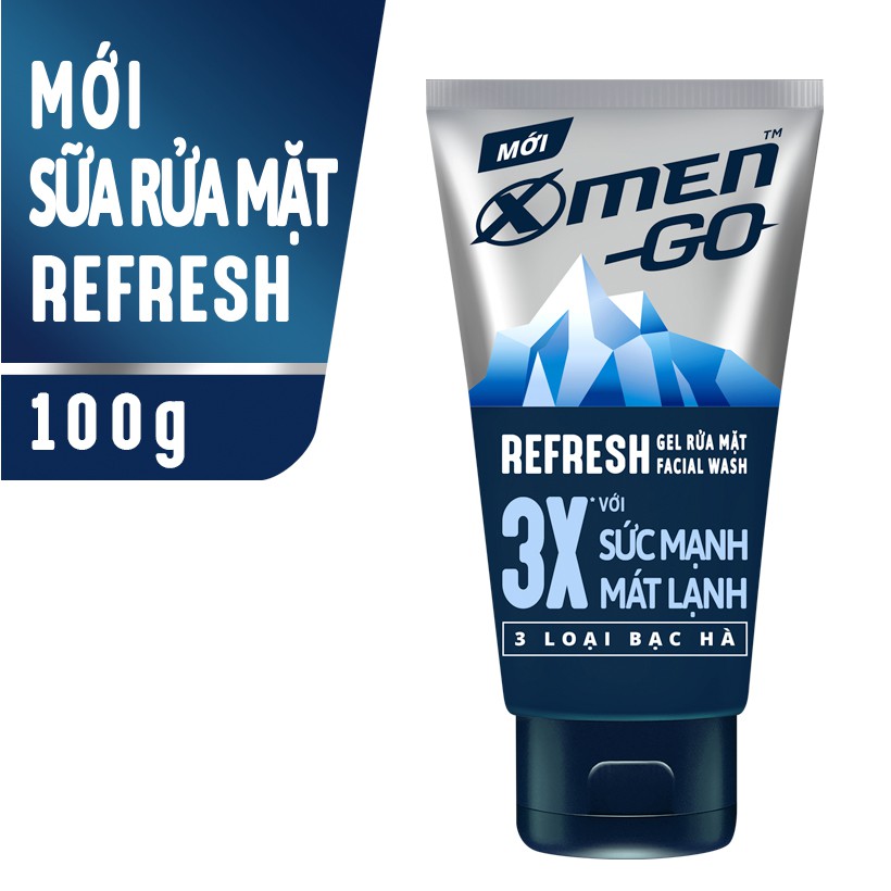 [Mã COSMARICO9 giảm 15% đơn 150K] Sữa rửa mặt X-Men Go REFRESH 3 Loại Bạc Hà 100G