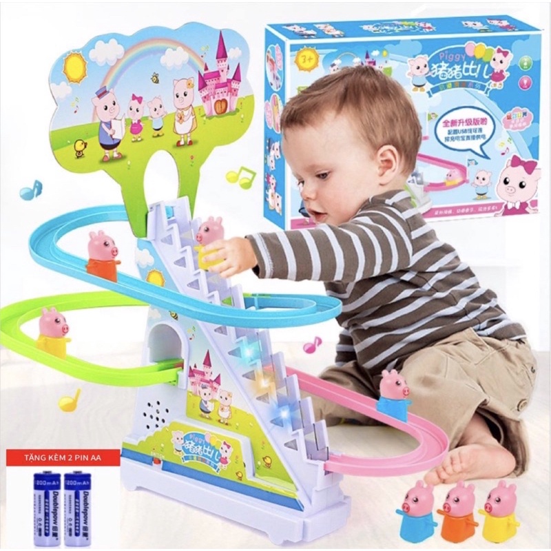 Đồ Chơi Trẻ Em Heo Con Leo Cầu Thang (Bộ Nhiều Heo) Ngộ Nghĩnh Có Âm Nhạc Và Đèn