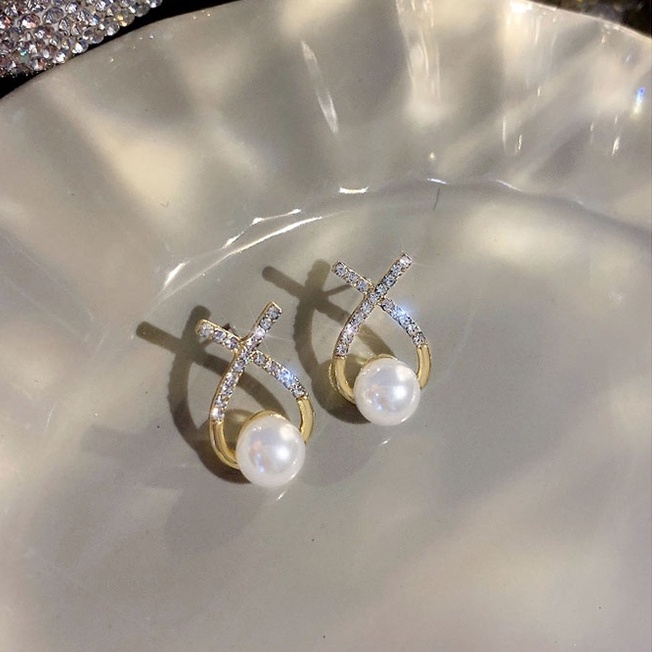 Khuyên tai mạ bạc S925 đính ngọc trai