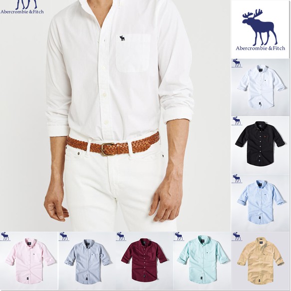 Áo Sơ Mi Nam Tay Dài Màu Trơn Phong Cách Abercrombie & Fitchs Thời Trang Mới 2022