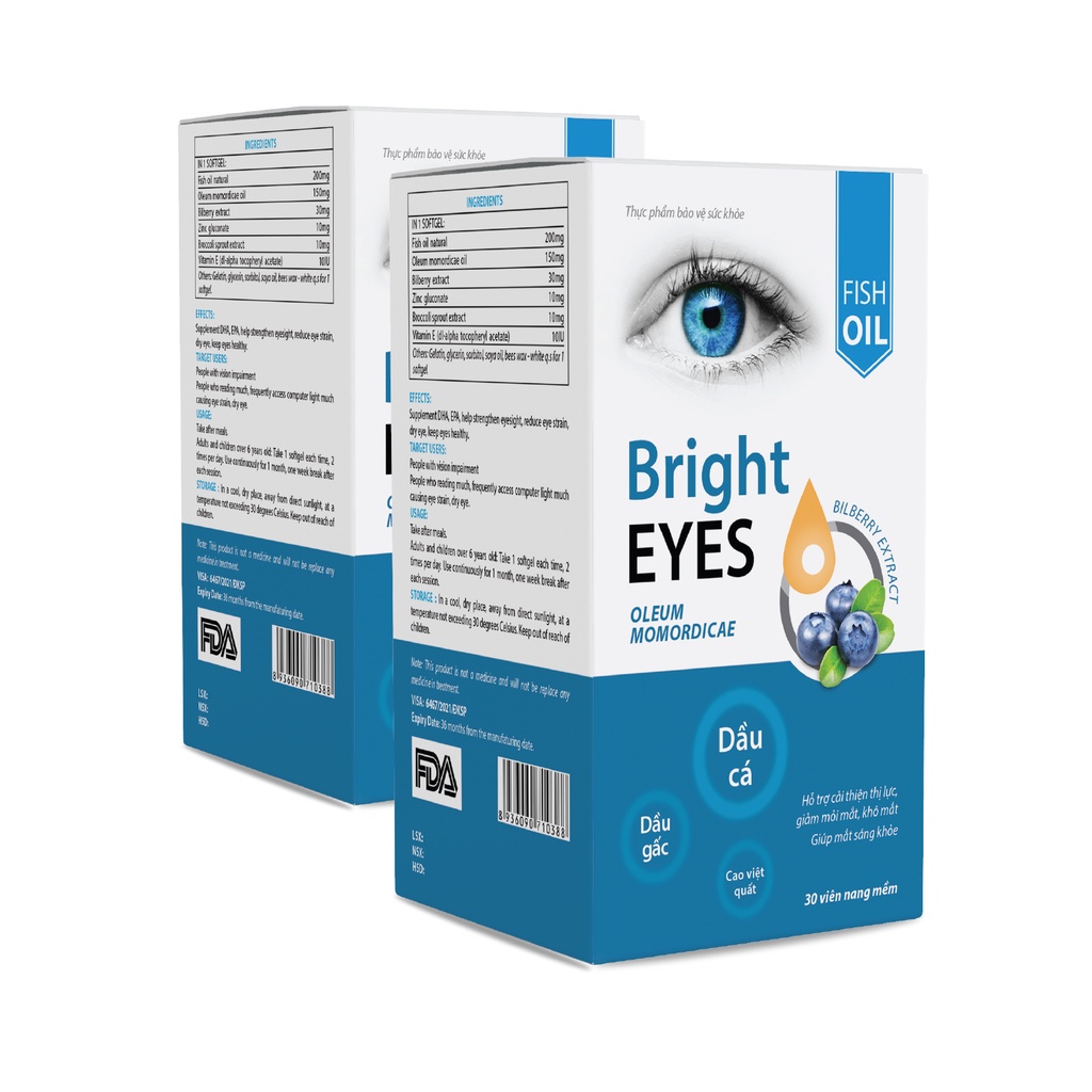 Viên Uống Bổ Mắt Bright Eyes Tăng Cường Thị Lực Giảm Mỏi Mắt Hộp 30 viên - HG005