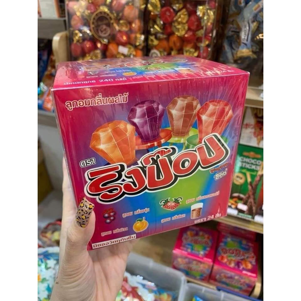 [SỈ -Thùng 12] Hộp kẹo nhẫn kim cương Thái Lan (hộp 24 cái)