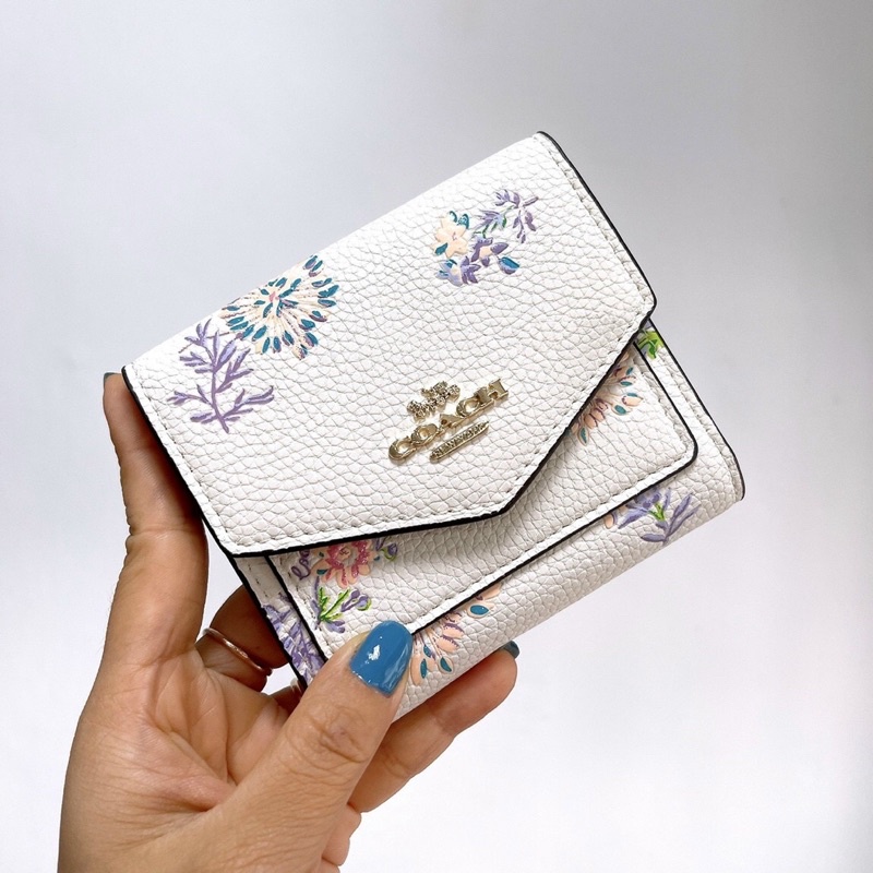 Ví vuông bì thư Coach da thật pha canvas siêu đẹp, màu xinh