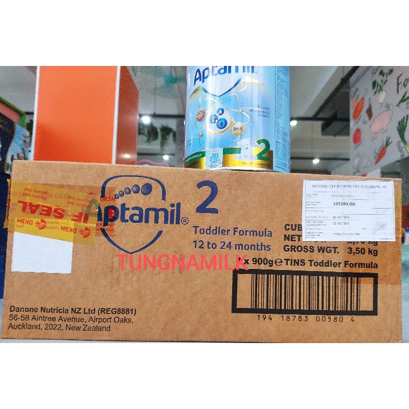 Thùng 3 lon sữa bột APTAMIL NEW ZEALAND số 2, lon 900g