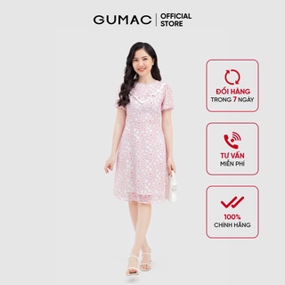 Đầm họa tiết hoa màu hồng GUMAC DB761