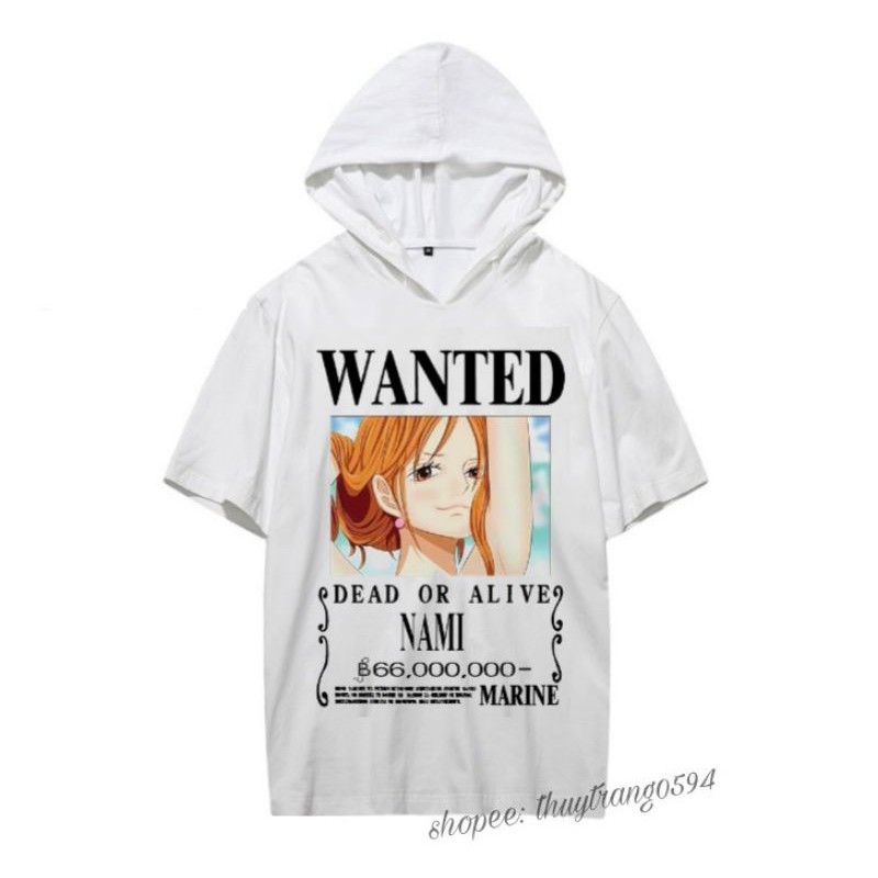 Áo Hoodie Tay Lửng Wanted Truy Nã One Piece, Áo Wanted luffy, Ace, Shanks, Chopper, Nami, Sanji, Zoro