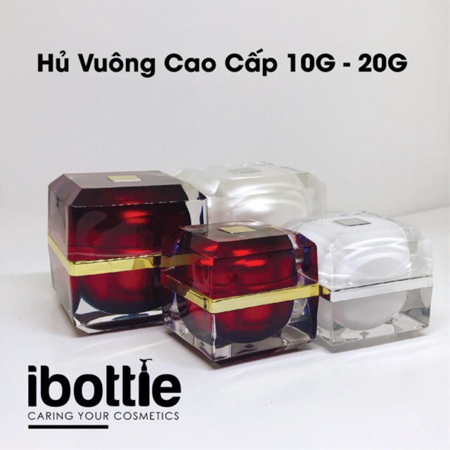 Chai lọ sang chiết mỹ phẩm - Hủ vuông viền vàng cao cấp 10g&amp; 30g