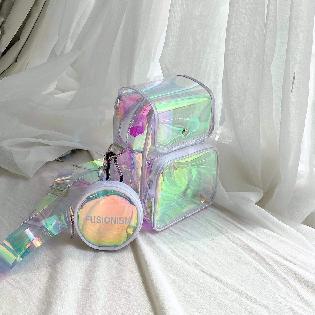 Túi Đeo Chéo Little Bag Multicolor Kèm Theo Pocket nhỏ - Hologram- Unisex - Kích Thước 18x13x9cm