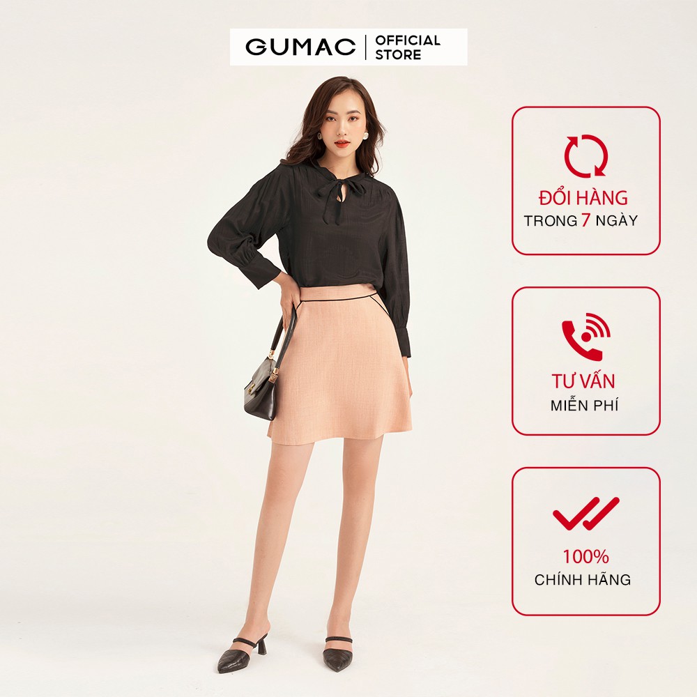 Chân váy nữ viền đen GUMAC màu hồng, đủ size thiết kế basic,trẻ trung, thanh lịch VB134 | BigBuy360 - bigbuy360.vn