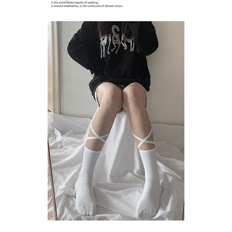 Japanese Reflective Stockings Bandage Lolita Socks Long Knee Socks Korea Style Women White Cotton Socks Cosplay JK Socks Cute | BigBuy360 - bigbuy360.vn