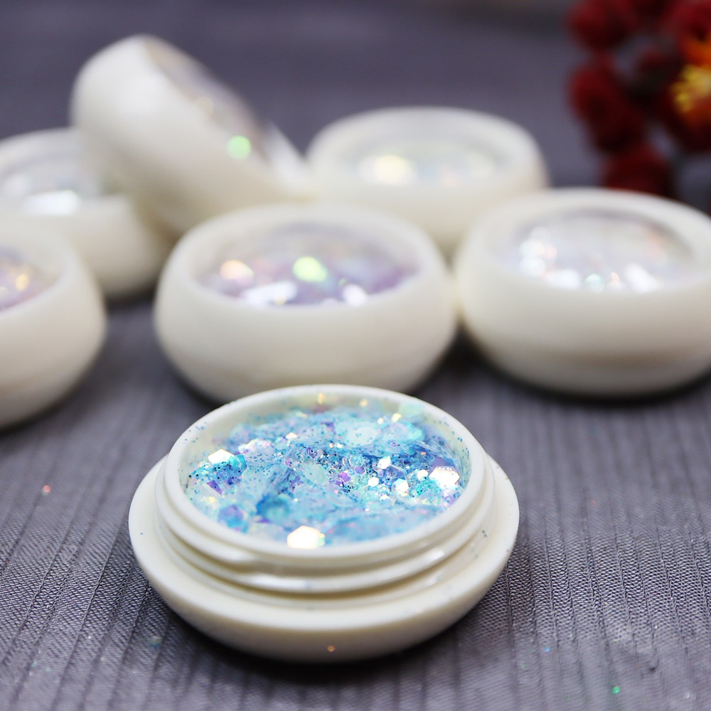 Nhũ kim tuyến nail trang trí móng 8 màu, phụ kiện trang trí móng nhũ vảy cá 8 màu