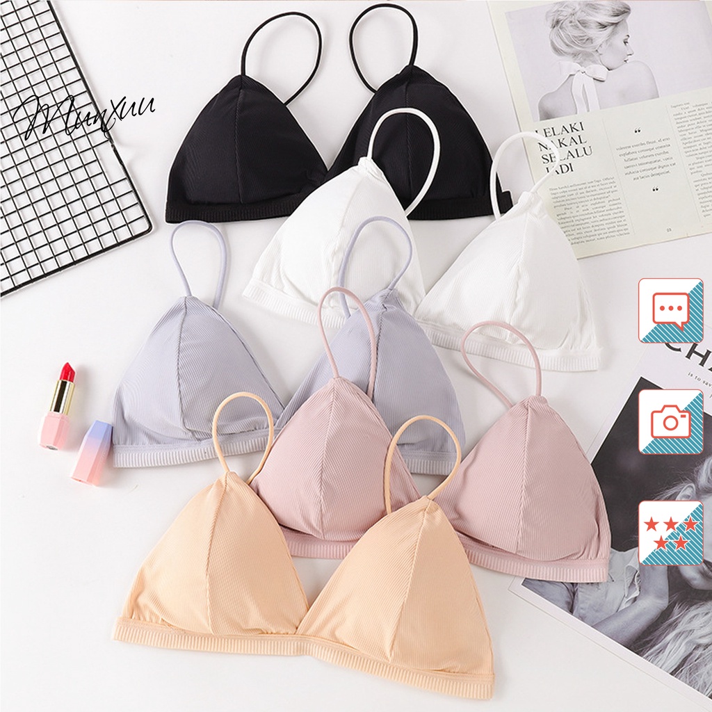 [Mã FATREND0503 giảm đến 30k đơn từ 99k] Áo bra nữ hai dây MUNXUU vải cotton co dãn thấm hút dây lưng mảnh - BR19