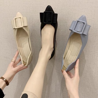 Giày nữ bệt mũi nhọn nơ vuông mã c16