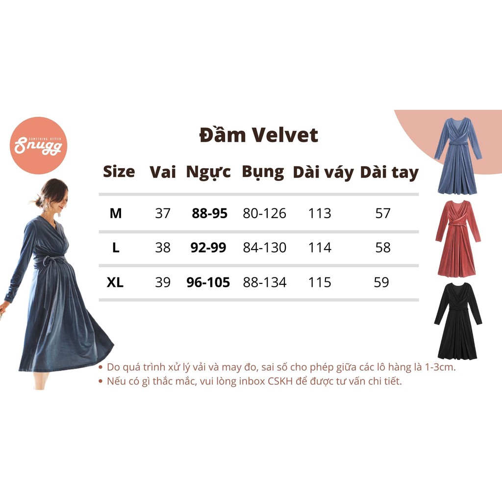 Đầm bầu Velvet 2021 - nhung sang trọng Snugg Việt   SNU2032