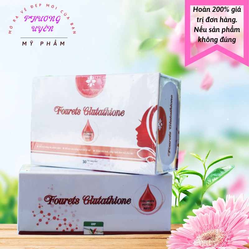 Viên Uống Trắng Da ⚡Chính Hãng⚡ Fourets Glutathione Chống Oxi Hóa Tăng Độ Đàn Hồi Giảm Lão Hóa