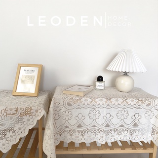 Mua Khăn trải bàn vintage phối ren hoa màu trắng   khăn trải bàn decor – LEODEN Decor