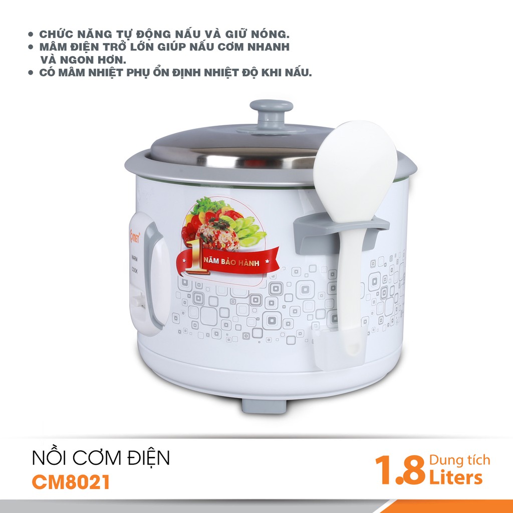 Nồi cơm điện nắp rời 1,8L COMET - CM8021