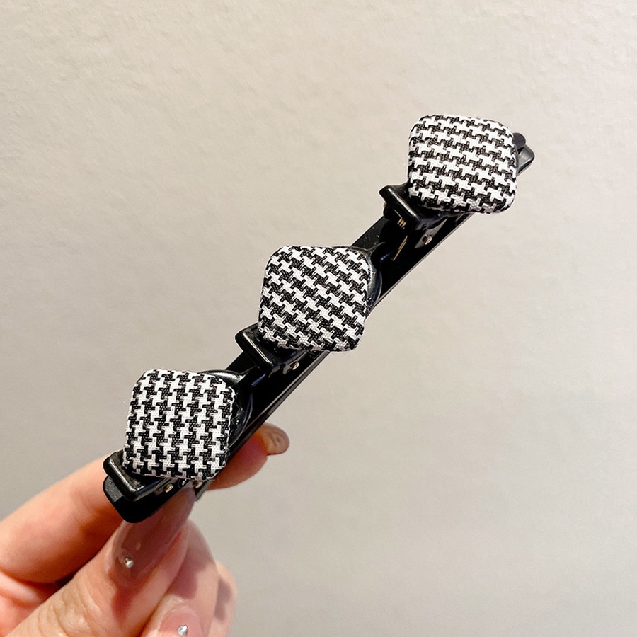 Kẹp Tóc Xoắn Họa Tiết Caro Phong Cách Hàn Quốc Cho Nữ