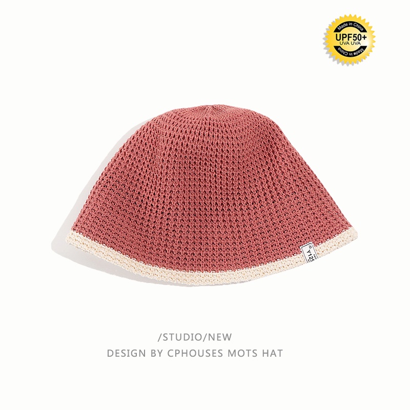 Nón Bucket Dệt Kim Che Nắng Thoáng Khí Màu Trắng Xanh Dương Phong Cách Nhật Bản Thời Trang Xuân Hè Cho Nữ