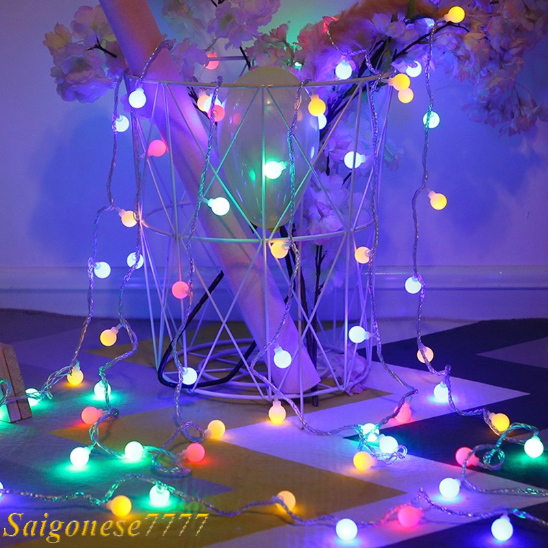 Dây Đèn Led Xài Pin AA Tiện Lợi Đèn Bóng Tròn Cherry Ball Trang Trí Tiệc Noel Lễ Tết Decor Camping Phòng Ngủ