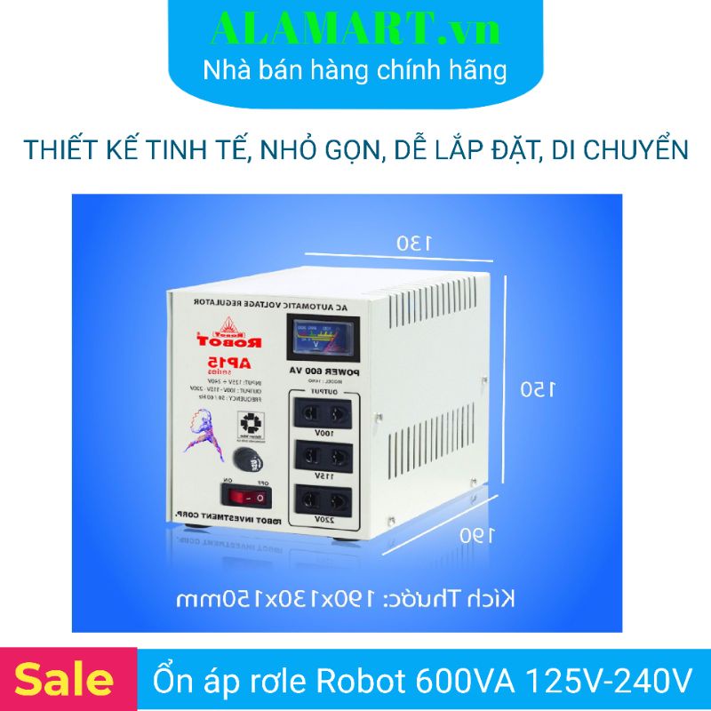Ổn áp rờ le Robot 600VA điện áp 125V - 240V