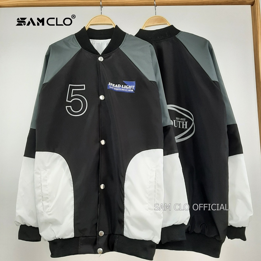Áo khoác dù bomber 2 lớp nam nữ SAM CLO phong cách bóng chày form rộng unisex mặc cặp - couple in chữ INFEAT SỐ 5