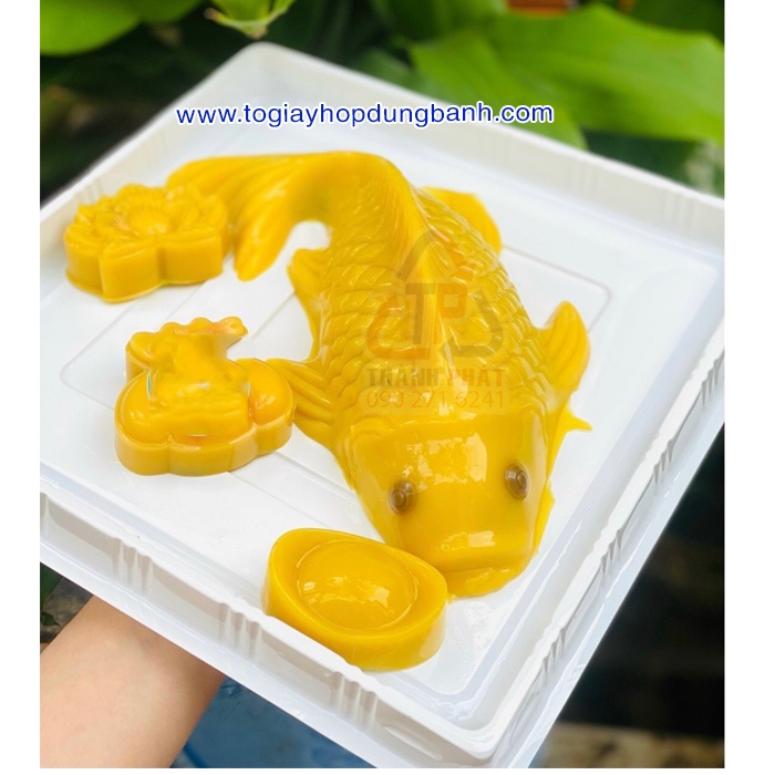 10 Hộp H121 đựng 4 bánh rau câu 3D - đựng cá chép 23cm - đựng 4 cái bánh tròn 10cm