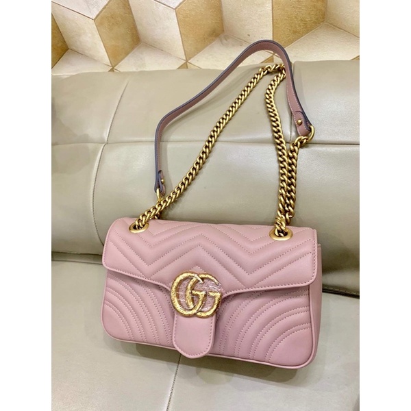 Túi da thật gucci màu hồng