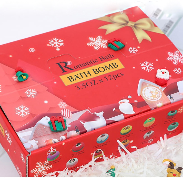 [SET QUÀ TẶNG] Romantic Bath Bomb Christmas, Set Bom Tắm Giáng Sinh Tinh Dầu Thơm Kèm Mô Hình Noel - Hộp 12 viên