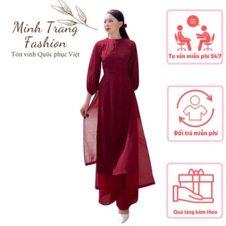 Áo dài lụa tơ óng cao cấp 4 tà có xẻ tà trước