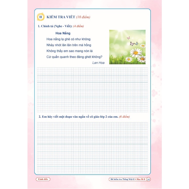 Sách - Đề Kiểm Tra Tiếng Việt Lớp 2 - Cánh Diều - Học Kì 2 (1 cuốn)