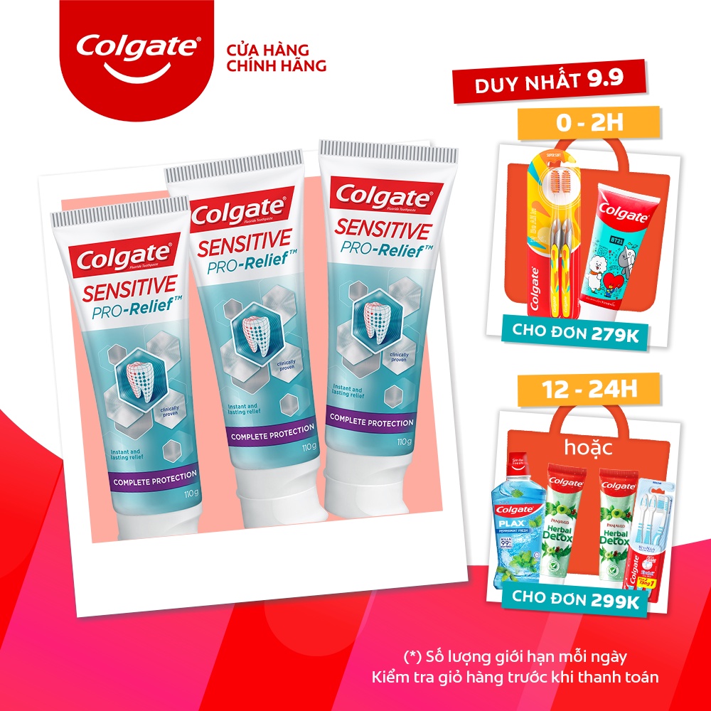 Bộ 3 Kem Đánh Răng Colgate Sensitive Pro Relief ngăn ê buốt và bảo vệ toàn diện 110g/hộp