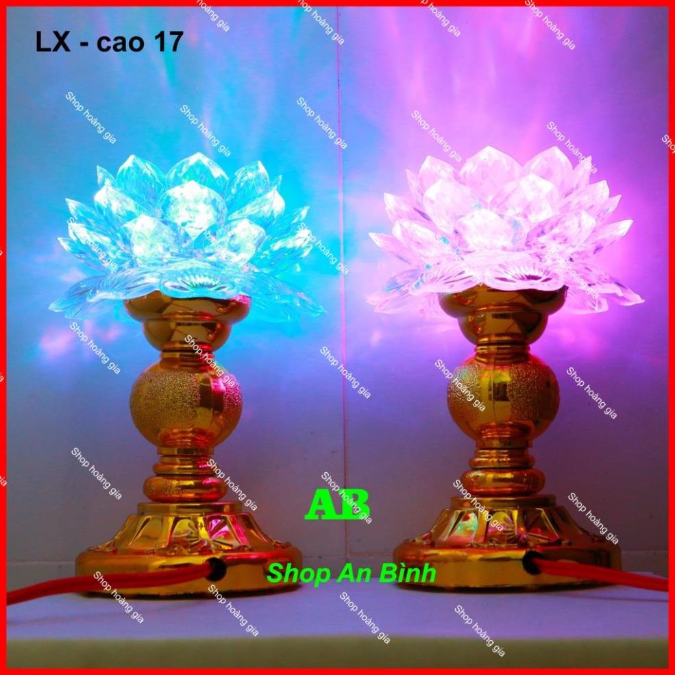 Đèn thờ cúng đổi màu, Đèn trang trí bàn thờ LED hoa sen cao 17cm, đèn tiện nghi, hiêm,