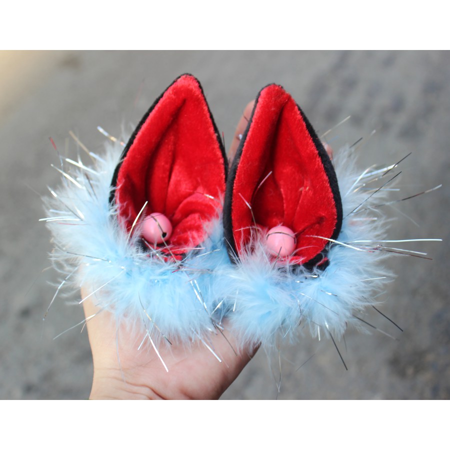 Tai mèo phụ kiện gắn nón bảo hiểm - tai lông mịn siêu xinh sẵn keo dán