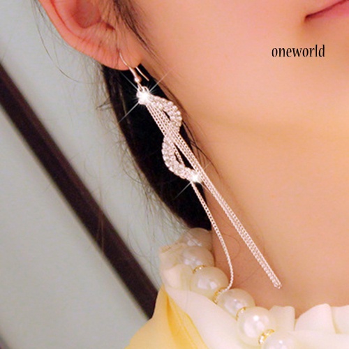 Khuyên Tai Dáng Dài Phối Tua Rua Đính Đá Thời Trang