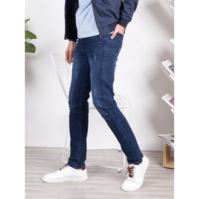 Quần Jeans Nam Dáng Ôm Ống Côn Màu Xanh