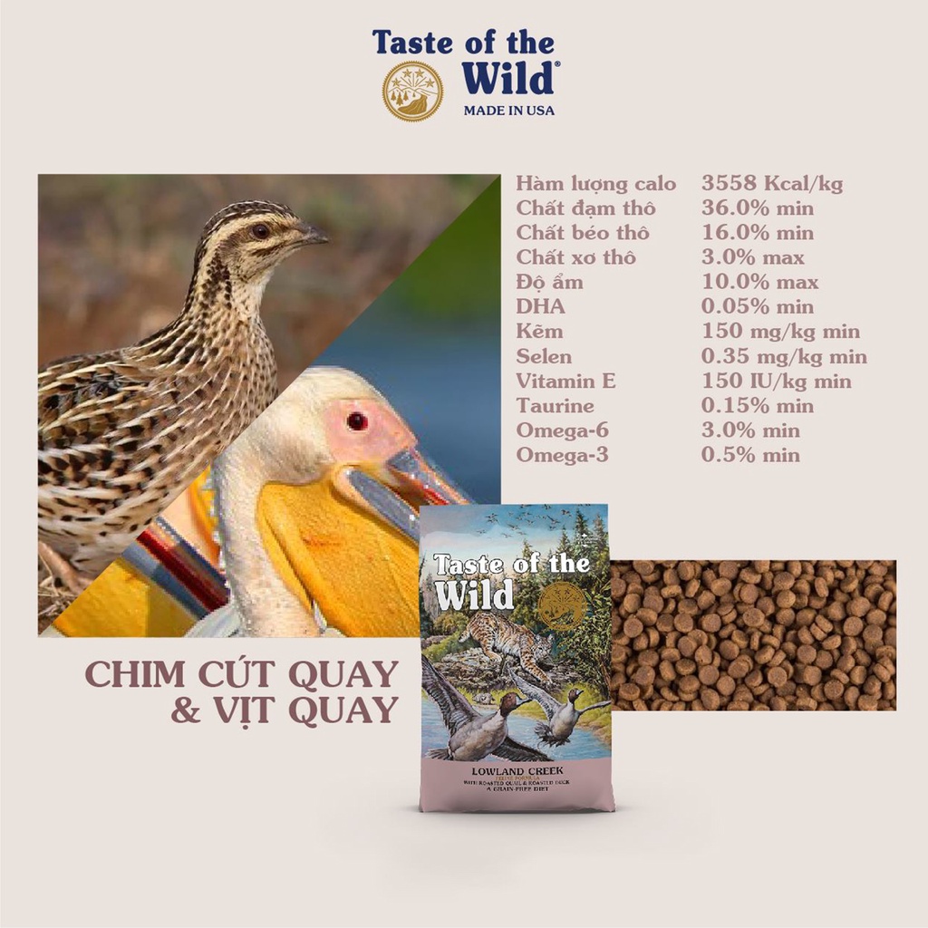 Thức Ăn Cho Mèo - Taste Of The Wild  - Thức Ăn Cho Mèo Anh Lông Ngắn Vị Nai Nướng, Cá Hồi, Chim Cút