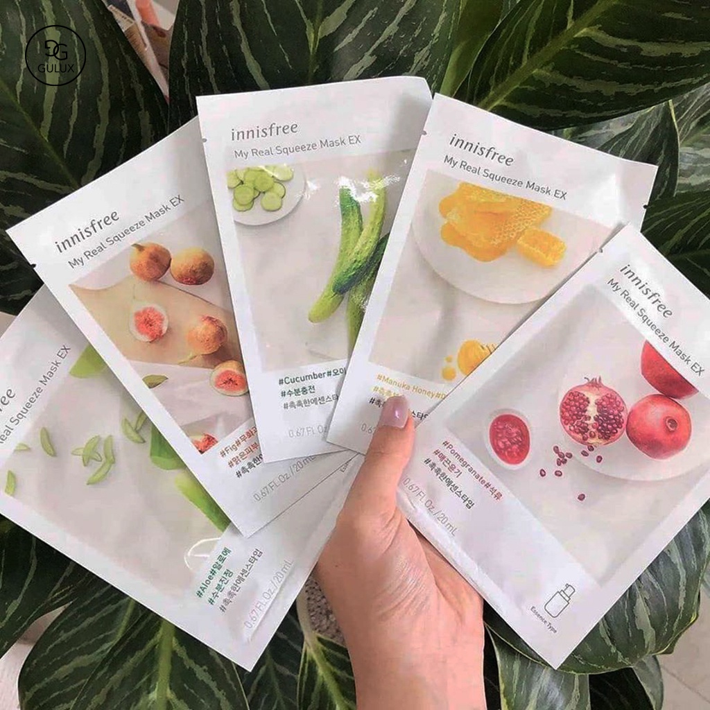 [KÈM QUÀ TẶNG] Mặt nạ giấy dưỡng da Innisfree My Real Squeeze Mask, Mặt nạ dưỡng ẩm Hàn Quốc